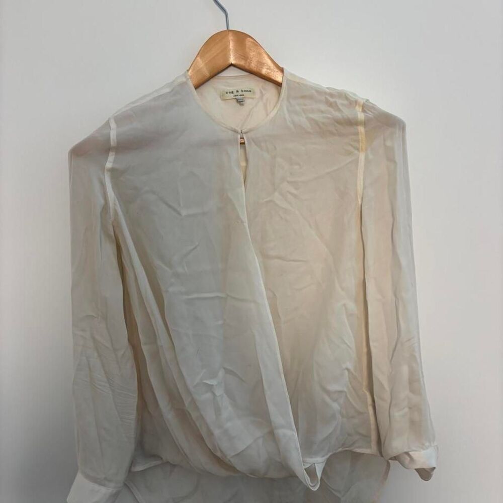 Rag-bone Women's Cream and White Blouse